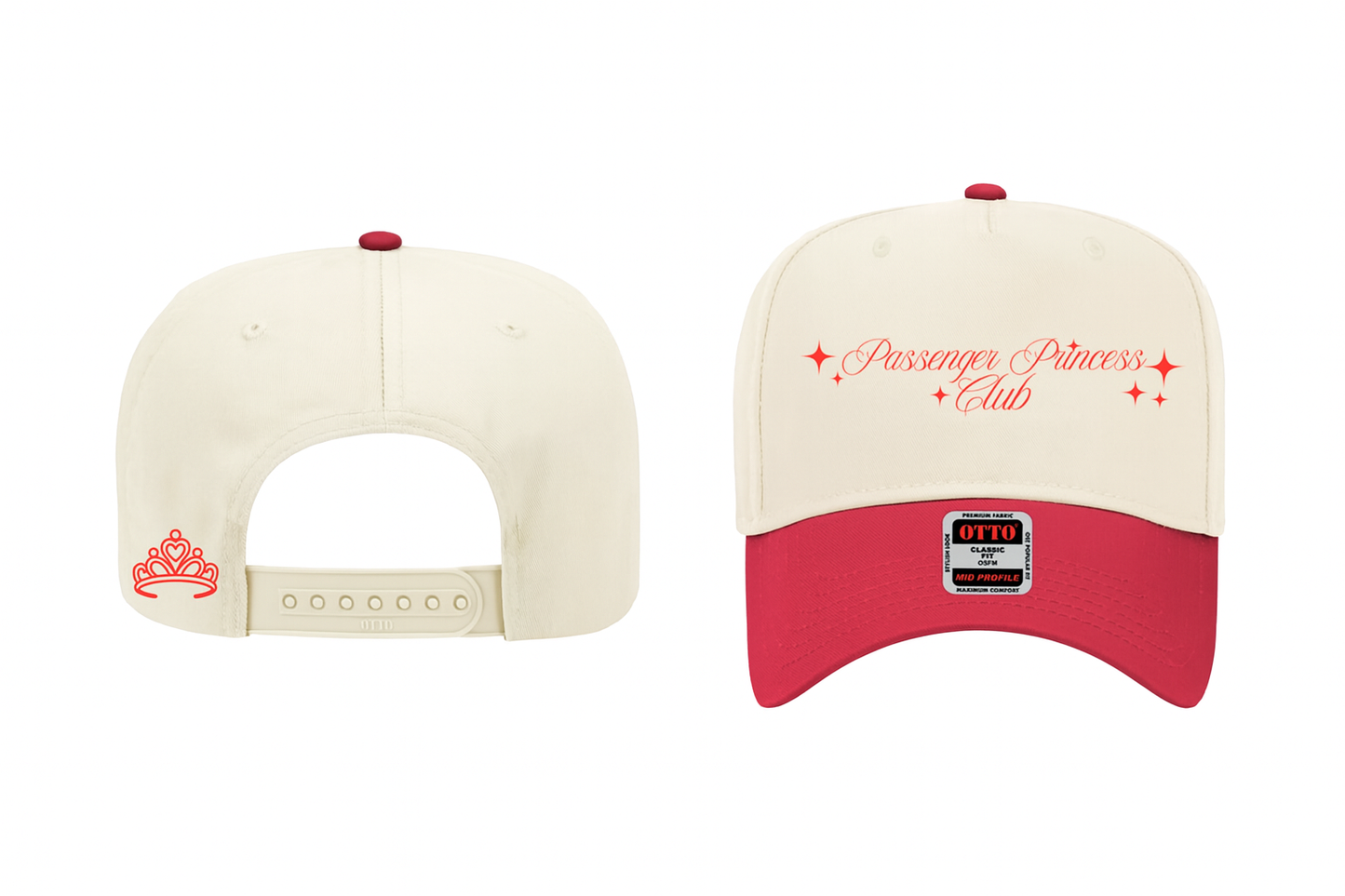 Passenger Princess Club Trucker Hat – Cream & Red Embroidered Snapback